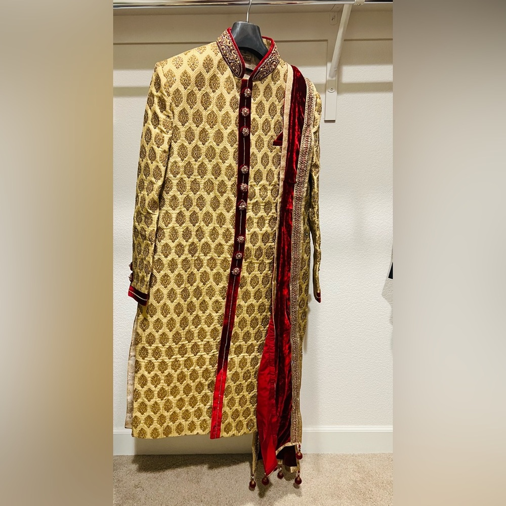 Manyavar Sherwani with matching pants and dupatta